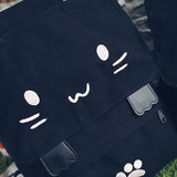 Embroidery Cartoon Backpack Cat Ear Schoolbag Teen Canvas School Backpack