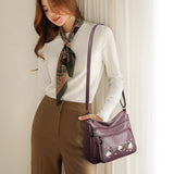 Embroidery Flower Pattern Crossbody Bag Women Shopping Shoulder Bags