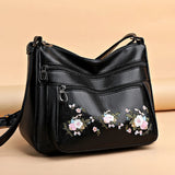 Embroidery Flower Pattern Crossbody Bag Women Shopping Shoulder Bags