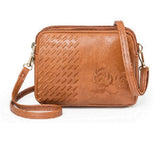 Embroidery Flower Shoulder Bag Vintage PU Leather Crossbody