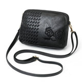 Embroidery Flower Shoulder Bag Vintage PU Leather Crossbody