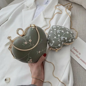 Floral Heart Clutch Evening Bag Chain Shoulder Purse for Ladies