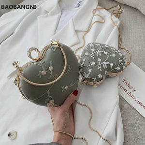 Floral Heart Clutch Evening Bag Chain Shoulder Purse for Ladies