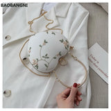 Floral Heart Clutch Evening Bag Chain Shoulder Purse for Ladies