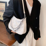 Embroidery Heart Pattern Underarm Bag Chain Tote