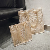 Embroidery Hollow Shoulder Bag Lace Mesh Tote Bag Ladies Handbags