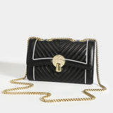 Quilted Embroidery Handbag Women PU Leather Messenger Chain Crossbody Bag