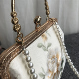 Embroidery Rose Flowers Beads Bag Women Shoulder Tote Handbags
