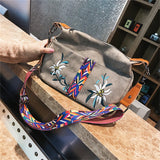 Vintage Embroidery Leather Hobo Shoulder Bag for Women