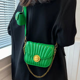 Embroidery Thick Chain Women's Handbag High PU Leather Shoulder Bag