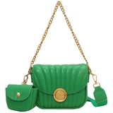 Embroidery Thick Chain Women's Handbag High PU Leather Shoulder Bag