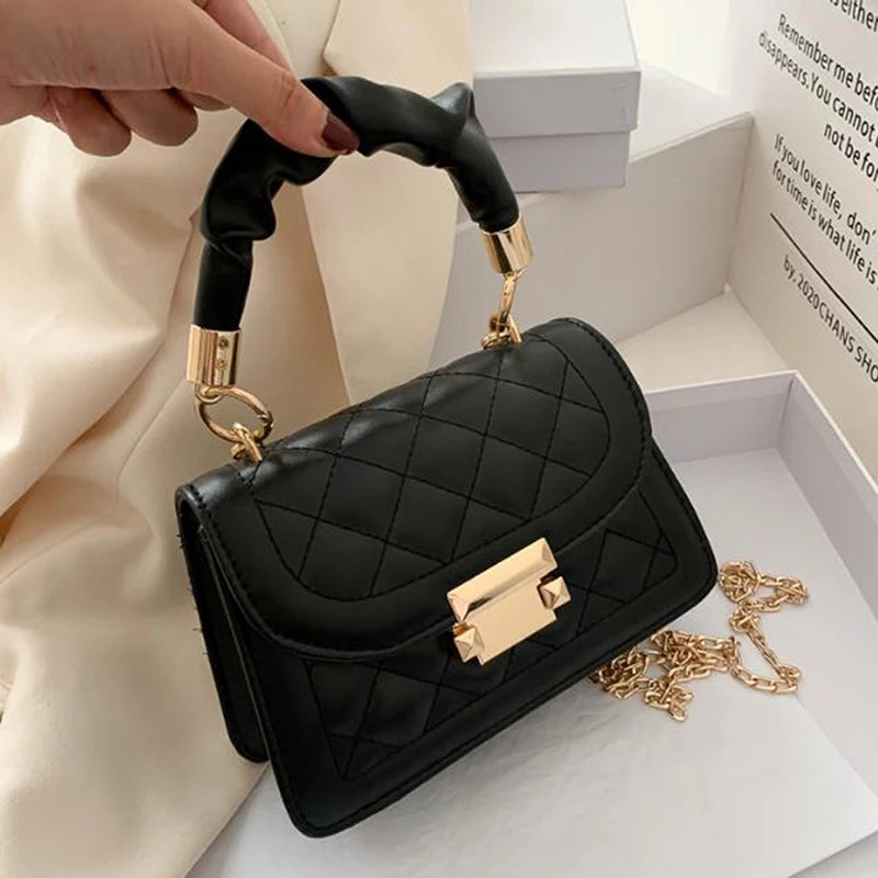 Embroidery Thread Chain Crossbody Bag Women Shoulder Bag PU Leather