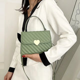 Embroidery Thread Quilted Crossbody Bag PU Leather Tote Shoulder Handbag
