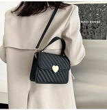 Embroidery Thread Quilted Crossbody Bag PU Leather Tote Lady Shoulder Handbag