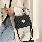 Embroidery Thread Quilted Crossbody Bag PU Leather Tote Lady Shoulder Handbag