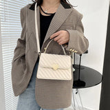 Embroidery Thread Quilted Crossbody Bag PU Leather Tote Lady Shoulder Handbag