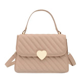 Embroidery Thread Quilted Crossbody Bag PU Leather Tote Lady Shoulder Handbag