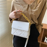 Small PU Leather Crossbody Bag Thick Chains Handbag Female Messenger Bag
