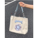 Japanese Embroidery Tote Bag Large Canvas Shopper Handbag