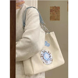 Japanese Embroidery Tote Bag Large Canvas Shopper Handbag