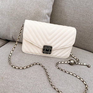 Embroidery Women Faux Leather Handbag and Purse Chain Shoulder Bag