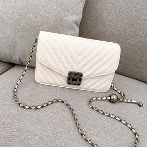 Embroidery Women Faux Leather Handbag and Purse Chain Shoulder Bag