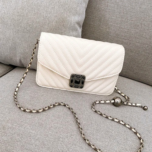 Embroidery Women Faux Leather Handbag and Purse Chain Shoulder Bag