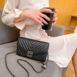 Embroidery Women Faux Leather Handbag and Purse Chain Shoulder Bag