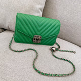 Embroidery Women Faux Leather Handbag and Purse Chain Shoulder Bag