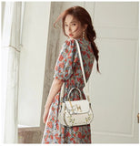 Embroidery Women Leather Handbags High Shoulder Bag Retro Tote Bag