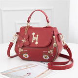 Embroidery Women Leather Handbags High Shoulder Bag Retro Tote Bag