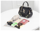 Embroidery Women Leather Handbags High Shoulder Bag Retro Tote Bag