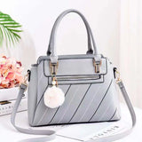 Embroidery PU Leather Shoulder Messenger Bag with Fur Ball