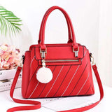Embroidery PU Leather Shoulder Messenger Bag with Fur Ball