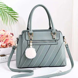 Embroidery PU Leather Shoulder Messenger Bag with Fur Ball