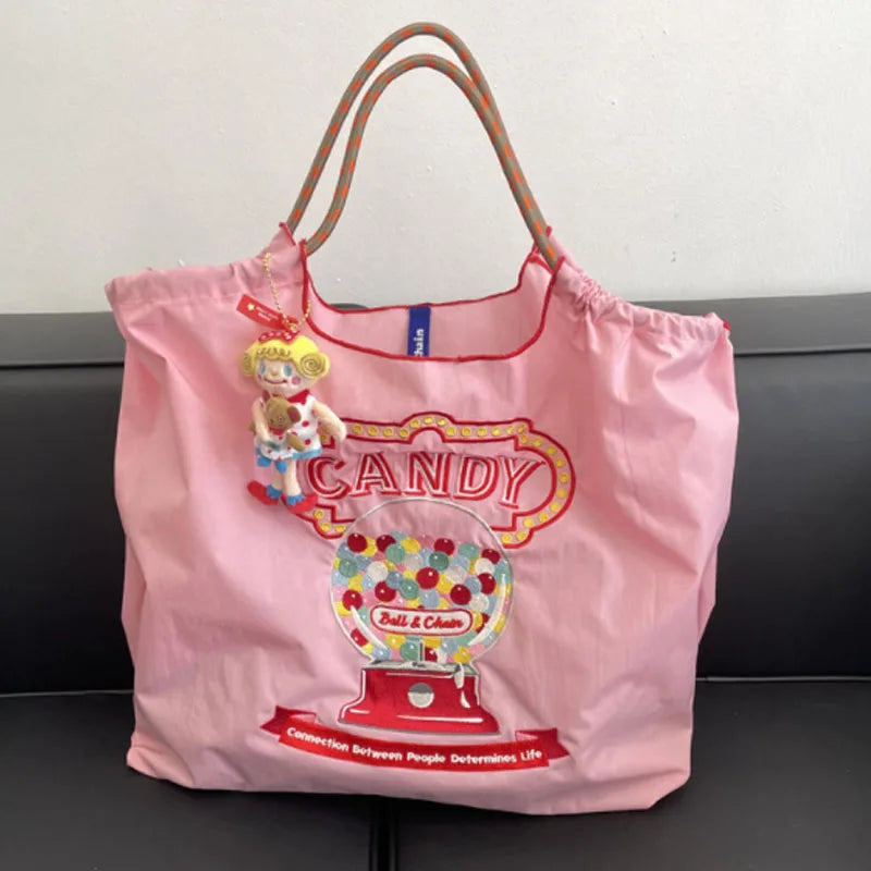 Embroidery Women Bag Handbag Shopping Nylon Shoulder Bag