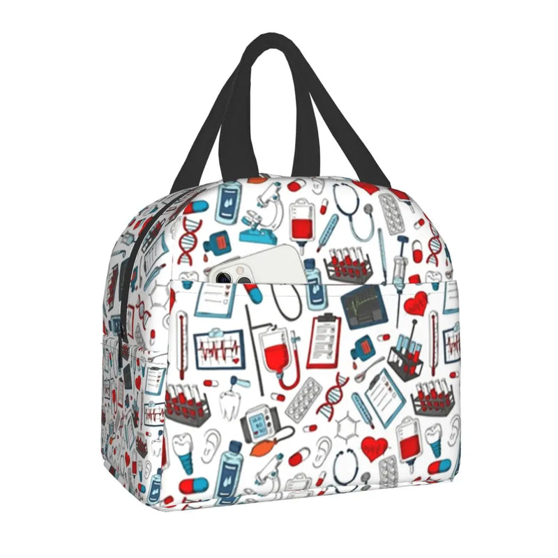 Emergency Nursing Supplies Patterns Portable Lunch Box for Women