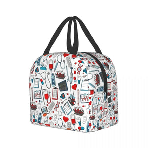 Emergency Nursing Supplies Patterns Portable Lunch Box for Women