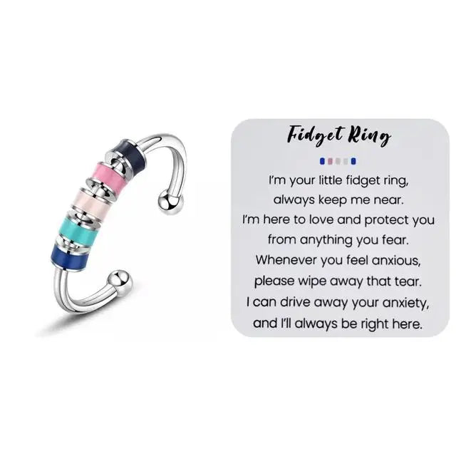 Enamel Beads Anxiety Ring Stainless Steel Fidget Ring