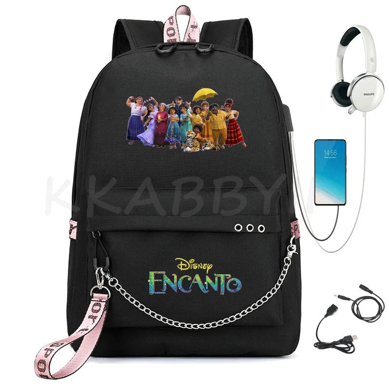 Encanto USB Backpack School Bag Laptop Rucksack Women Men Backbag