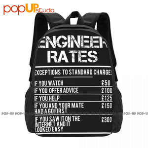 Engineer Rates Funny Humour Distressed Backpack Large Capacity