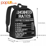 Engineer Rates Funny Humour Distressed Backpack Large Capacity