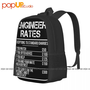 Engineer Rates Funny Humour Distressed Backpack Large Capacity