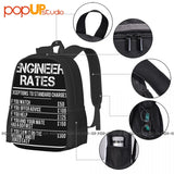 Engineer Rates Funny Humour Distressed Backpack Large Capacity