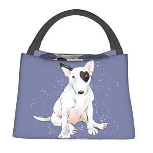Bull Terrier Heart Patch Lunch Bag Insulated Cooler Thermal Bento