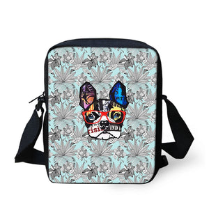 English Bulldog Prints Girl Small Travel Messenger Bag
