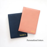 Engrave Letters Leather Passport Cover Name Soft Cowhide Travel Passport Holder
