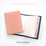 Engrave Letters Leather Passport Cover Name Soft Cowhide Travel Passport Holder