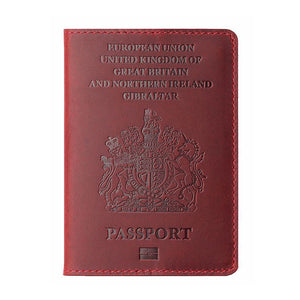 Personalized UK Passport Holder - Engraved Leather Travel Wallet