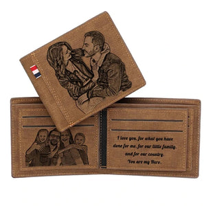 Personalized Engraved Photo & Text Wallet for Father's Men
